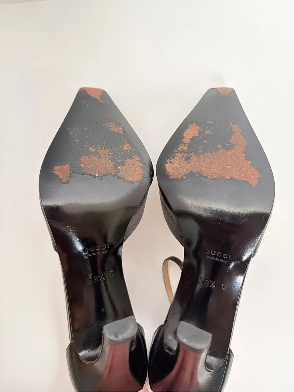 Gucci DOrsay Stiletto Pumps Interlocking GG Ankle Strap Suede Black Size 38.5C - Picture 13 of 15